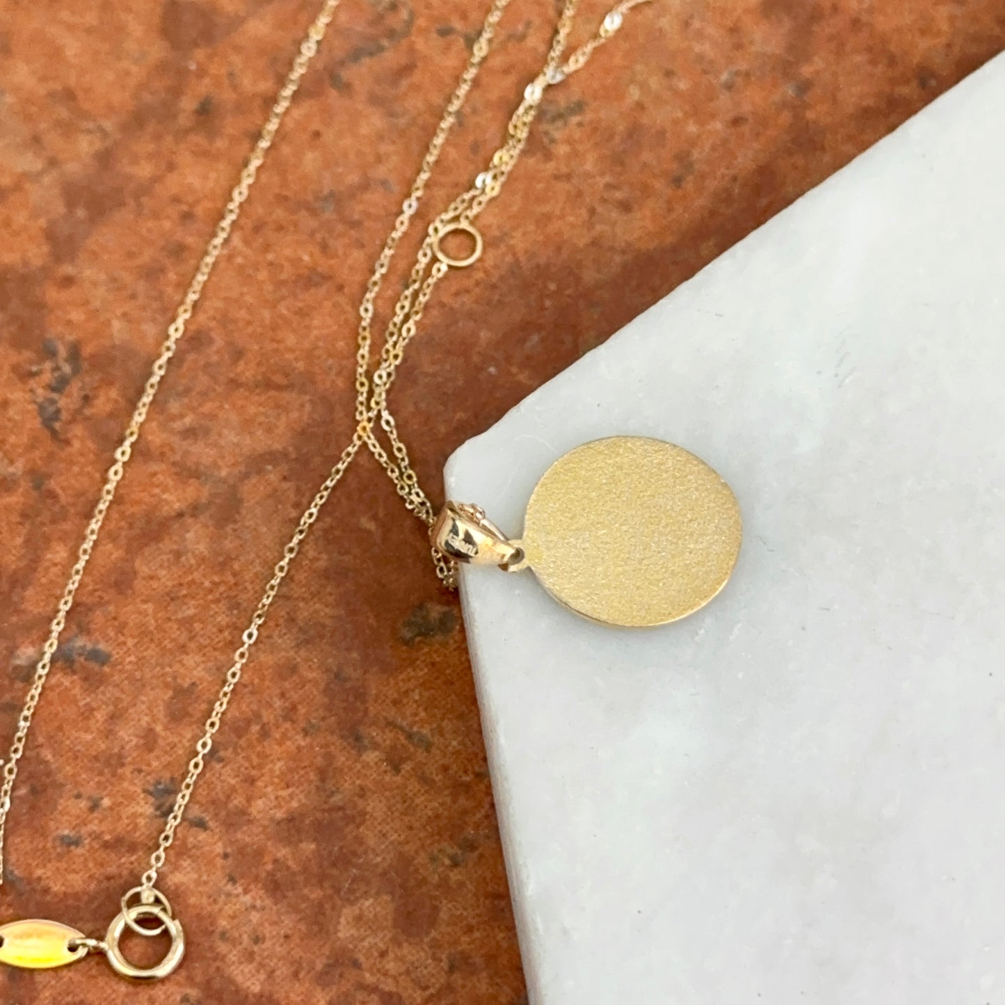 14KT Yellow Gold St Christopher 14mm Medal Necklace
