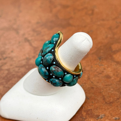 Yellow Gold-Plated Oval + Round Turquoise Large Wrap Ring