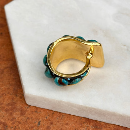 Yellow Gold-Plated Oval + Round Turquoise Large Wrap Ring