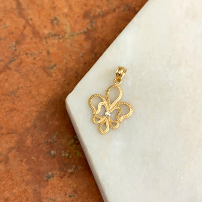 14KT Yellow Gold Satin Fleur de Lis Pendant Charm