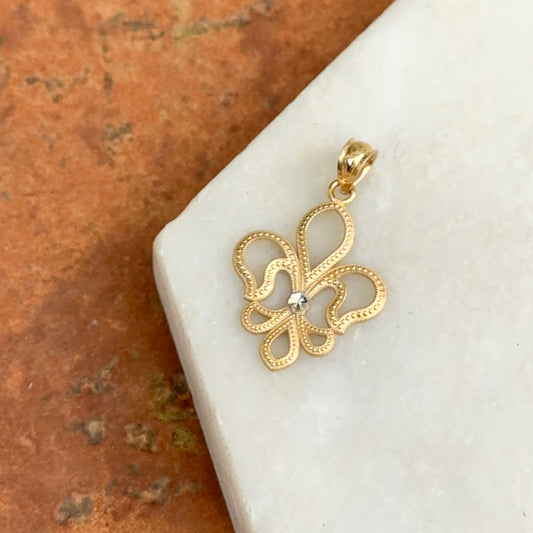 14KT Yellow Gold Satin Fleur de Lis Pendant Charm