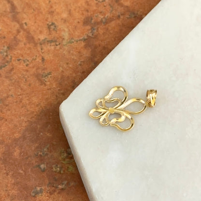 14KT Yellow Gold Satin Fleur de Lis Pendant Charm