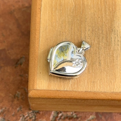 14KT White Gold Diamond Heart Locket Pendant