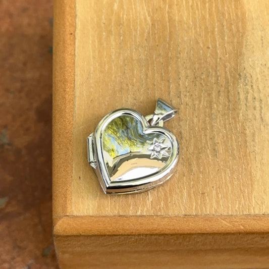 14KT White Gold Diamond Heart Locket Pendant