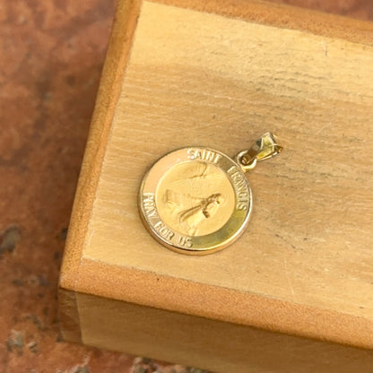 14KT Yellow Gold Saint Francis Round Medal Pendant 15mm