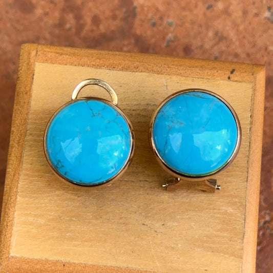 Estate Gold-Tone Blue Howlite Omega Back Earrings