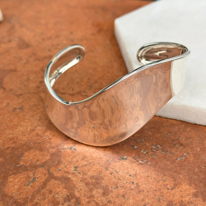 Sterling Silver Wave Design Cuff Bracelet