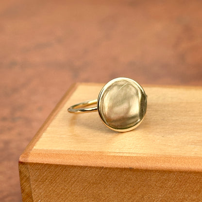 Estate 14KT Yellow Gold Round Flat Disc Ring Engrave-able
