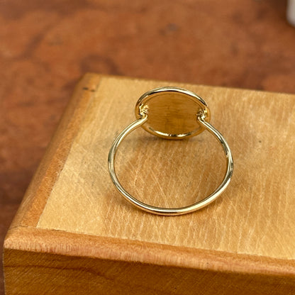 Estate 14KT Yellow Gold Round Flat Disc Ring Engrave-able