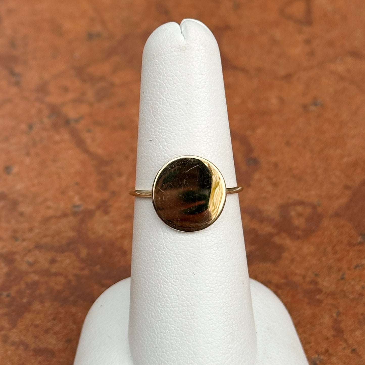 Estate 14KT Yellow Gold Round Flat Disc Ring Engrave-able