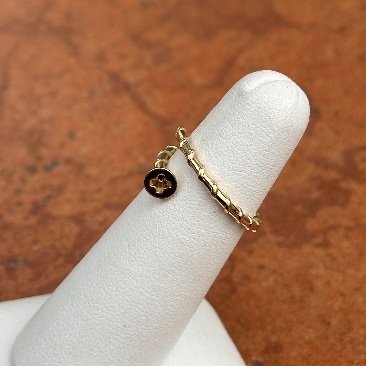 Estate 14KT Yellow Gold Screw Nail Ribbed Ring