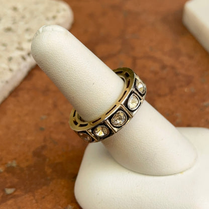 Gold-Plated Silver Rose-Cut Diamond Eternity Band Ring