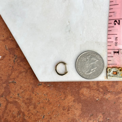 14KT Yellow Round Ombre Pink Sapphire Small Huggie Hoop Earrings 11mm