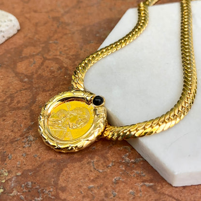 Estate Gold-Plated 2000 Sacagawea Golden Dollar + Onyx Necklace