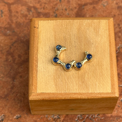 14KT Yellow Gold Blue Sapphire Star Charm Holder: Pendant Hinged Clasp