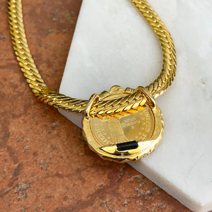 Estate Gold-Plated 2000 Sacagawea Golden Dollar + Onyx Necklace
