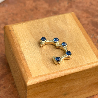 14KT Yellow Gold Blue Sapphire Star Charm Holder: Pendant Hinged Clasp