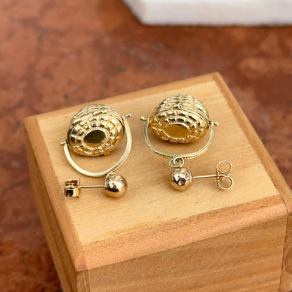 Estate 14KT Yellow Gold Nantucket Basket 3D Drop Earrings