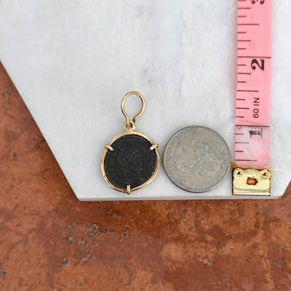 Estate 14KT Yellow Gold Bezel Roman Coin Pendant