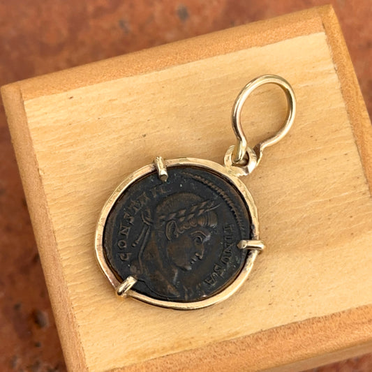 Estate 14KT Yellow Gold Bezel Roman Coin Pendant