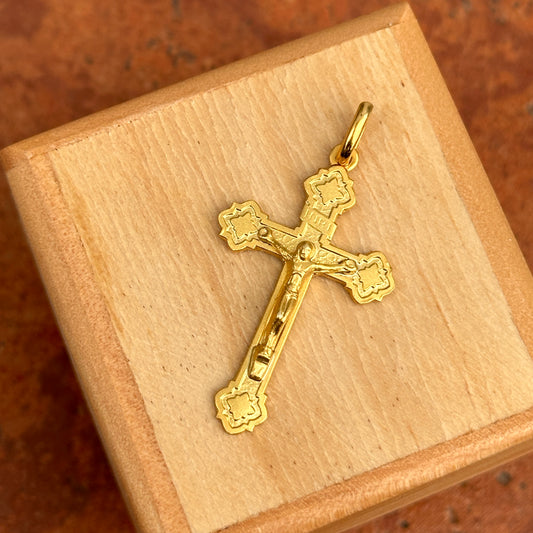 14KT Yellow Gold Matte Jesus Crucifix Cross Pendant