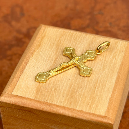 14KT Yellow Gold Matte Jesus Crucifix Cross Pendant