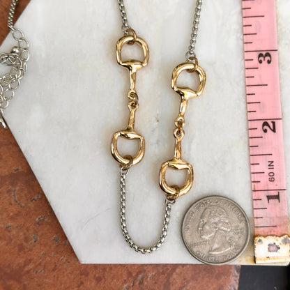 Estate Gold-Tone Hose Bit Station Box Chain Necklace 36"