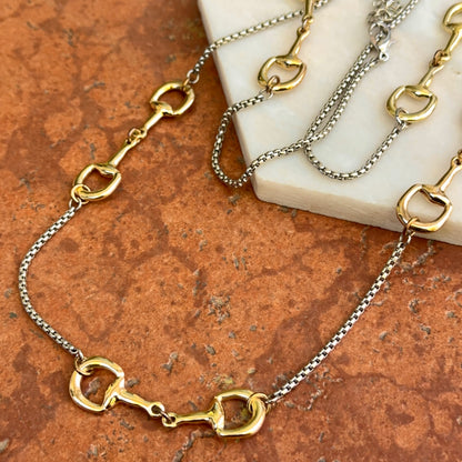 Estate Gold-Tone Hose Bit Station Box Chain Necklace 36"