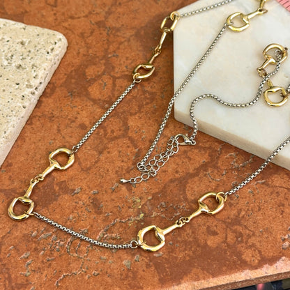 Estate Gold-Tone Hose Bit Station Box Chain Necklace 36"