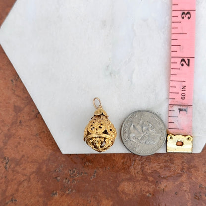 Estate 14KT Yellow Gold Byzantine Filigree Teardrop Pendant