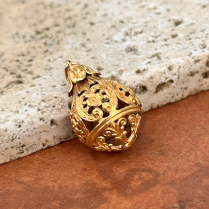 Estate 14KT Yellow Gold Byzantine Filigree Teardrop Pendant