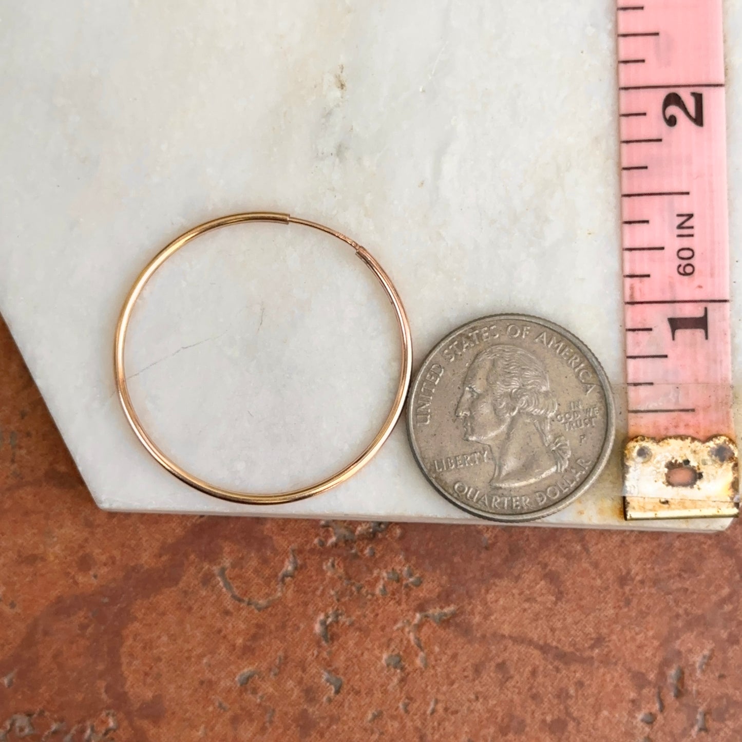 Rose Gold Filled Thin Tube Endless Hoop Earrings 34.5mm