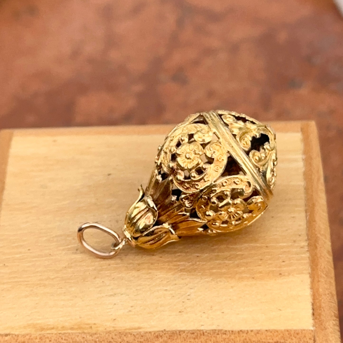 Estate 14KT Yellow Gold Byzantine Filigree Teardrop Pendant