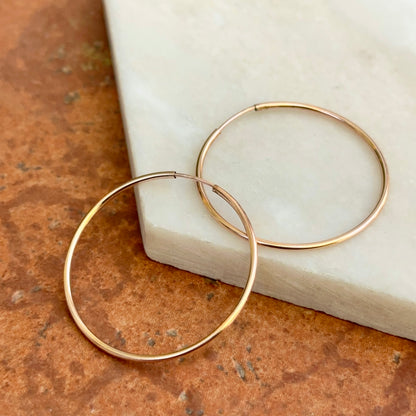 Rose Gold Filled Thin Tube Endless Hoop Earrings 34.5mm