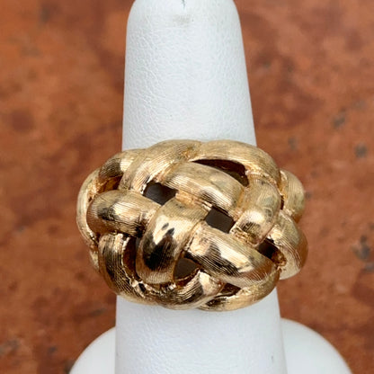 Estate Reretro 14KT Yellow Gold Satin Love Knot Dome Ring