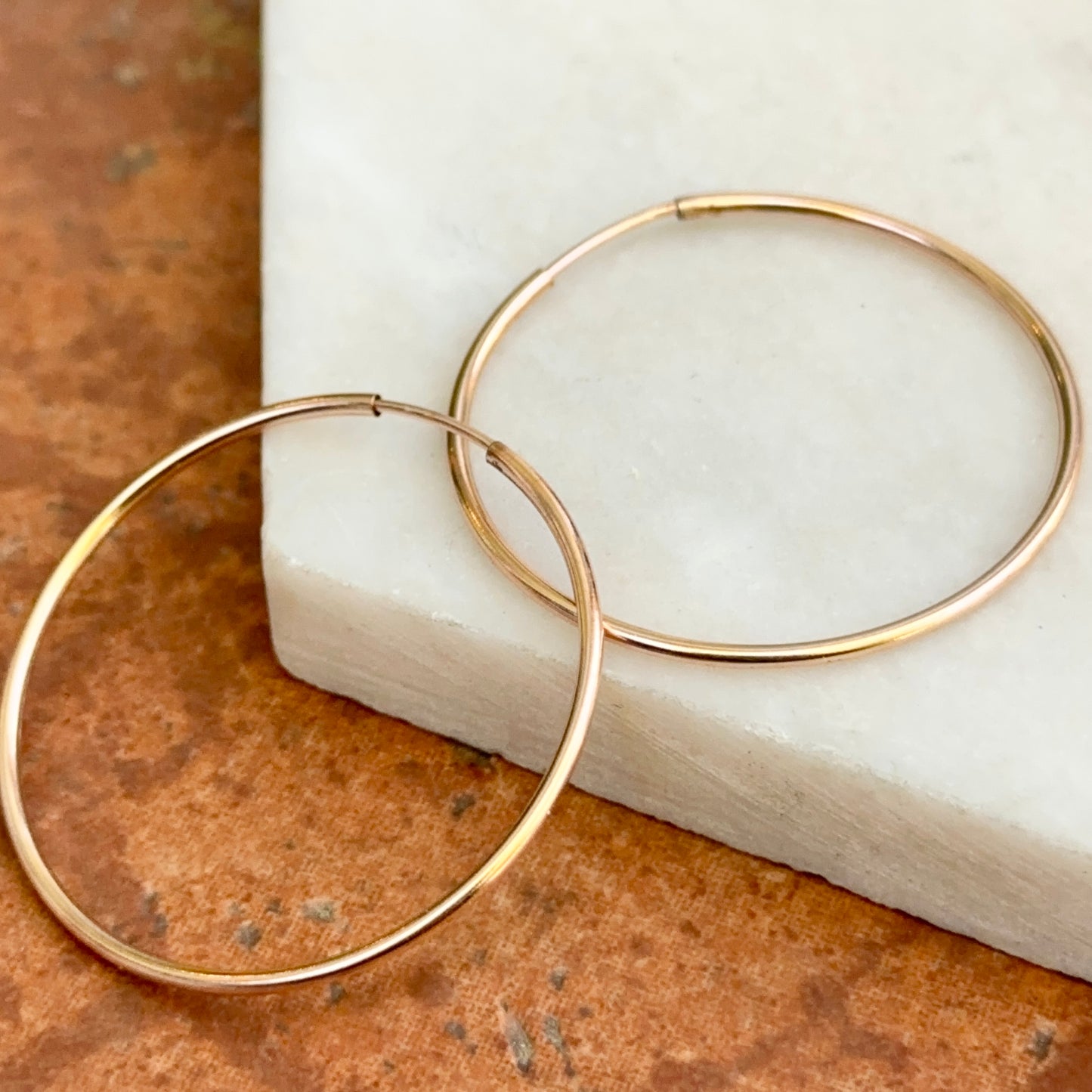 Rose Gold Filled Thin Tube Endless Hoop Earrings 34.5mm