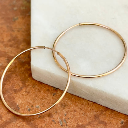 Rose Gold Filled Thin Tube Endless Hoop Earrings 34.5mm