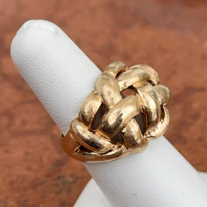 Estate Reretro 14KT Yellow Gold Satin Love Knot Dome Ring