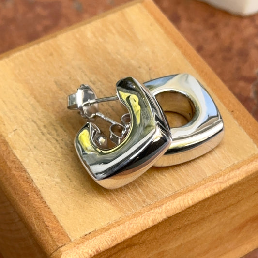Sterling Silver Square C-Shape Hoop Earrings