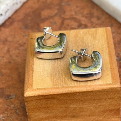 Sterling Silver Square C-Shape Hoop Earrings