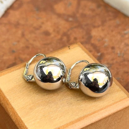 Sterling Silver 12.5mm Ball Lever Back Earrings