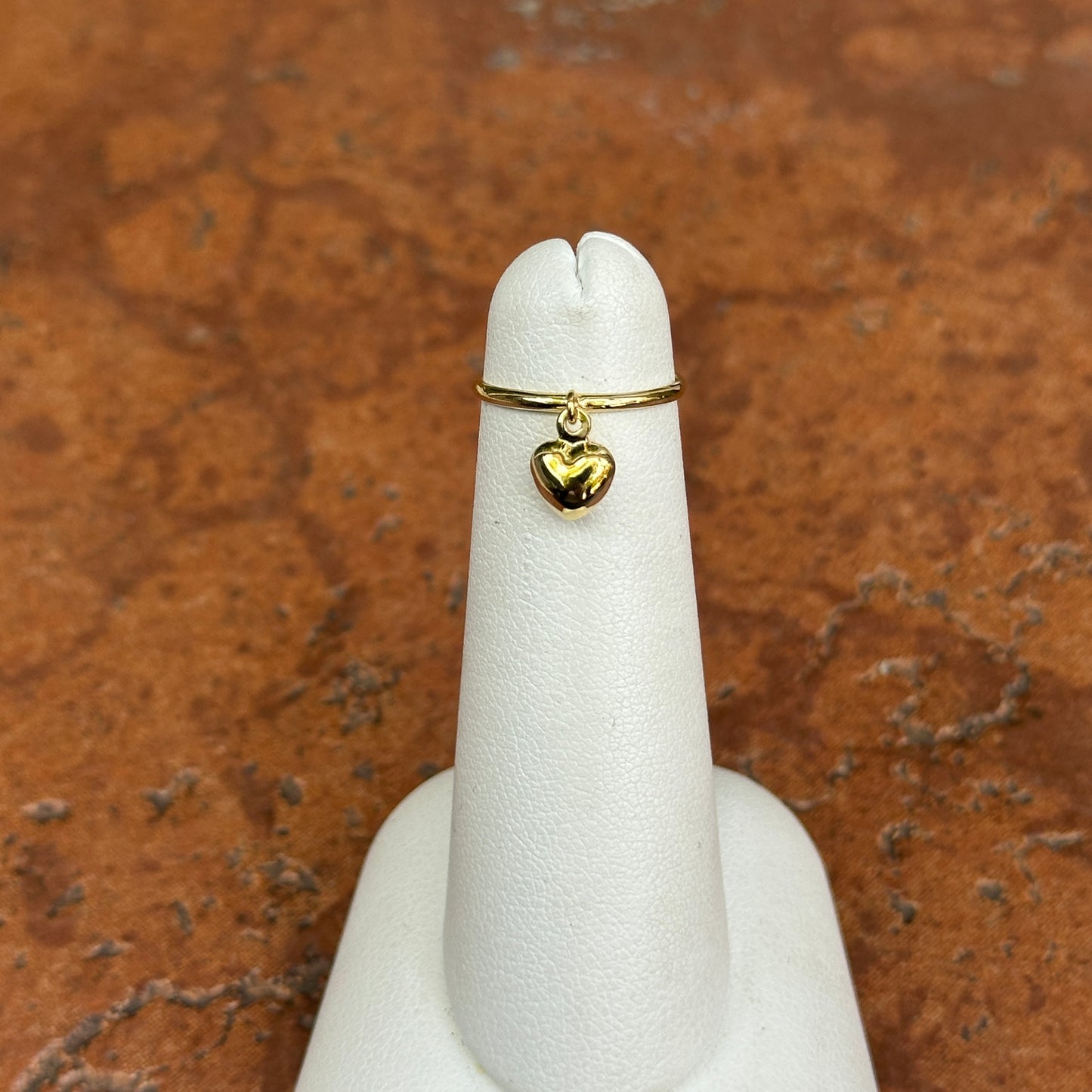 14KT Yellow Gold Band Toe Ring + Dangle Heart Charm