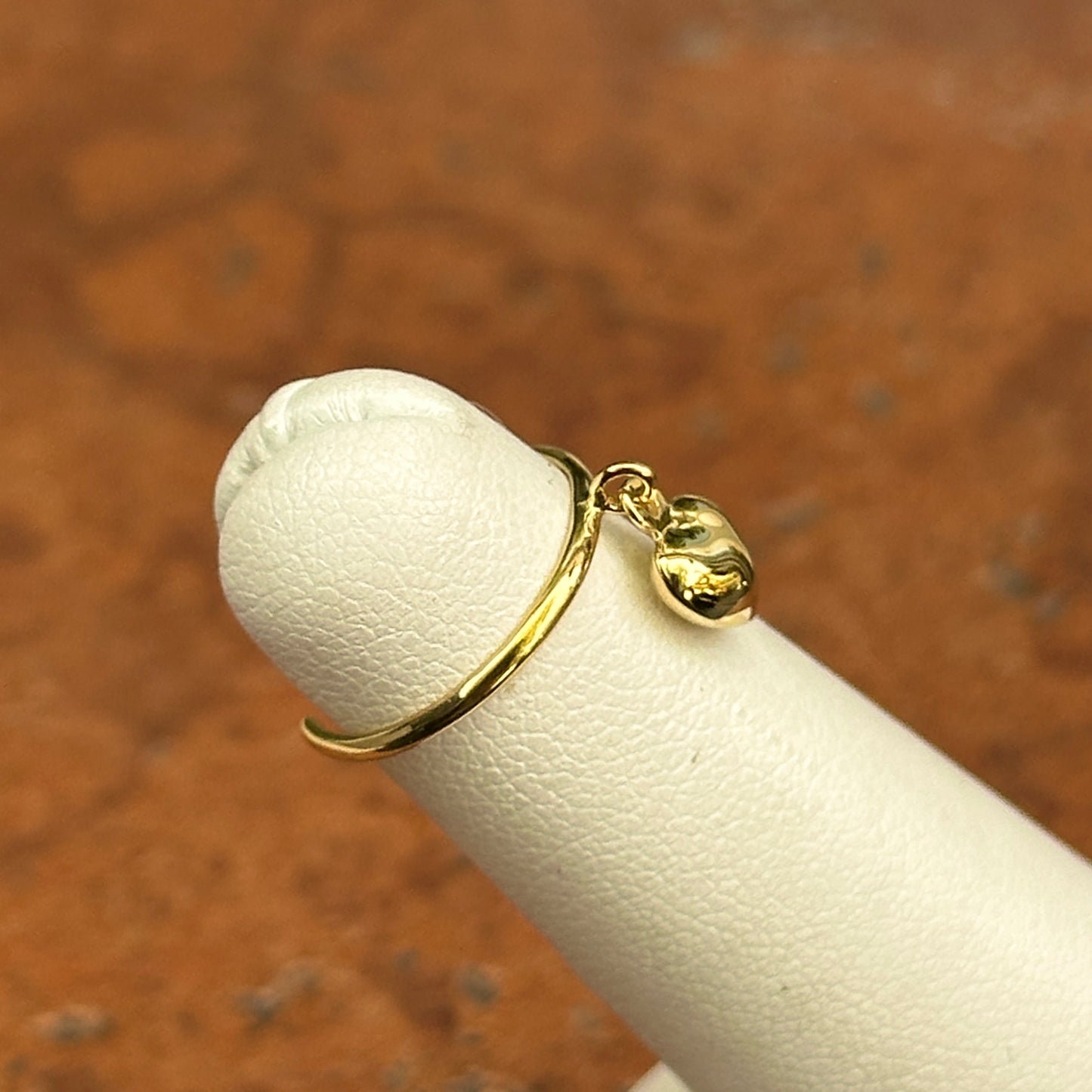 14KT Yellow Gold Band Toe Ring + Dangle Heart Charm