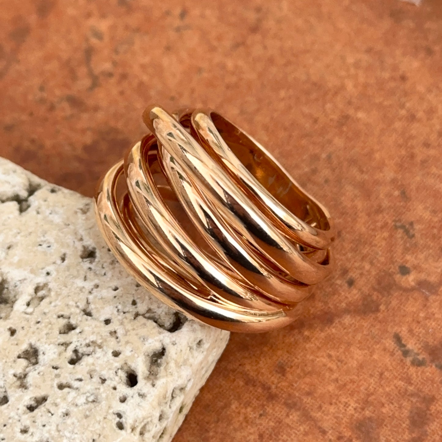 Estate 18KT Rose Gold Mattioli Multi Wire Band Ring