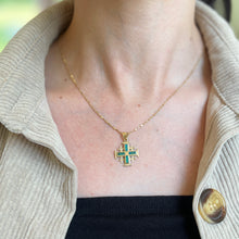 Load image into Gallery viewer, Estate 14KT Yellow Gold Turquoise Jerusalem Cross Pendant