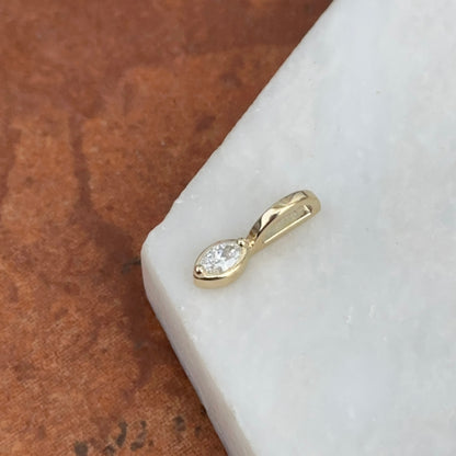 14KT Yellow Gold 1/8 CT Lab Marquise Diamond Bezel Pendant Slide