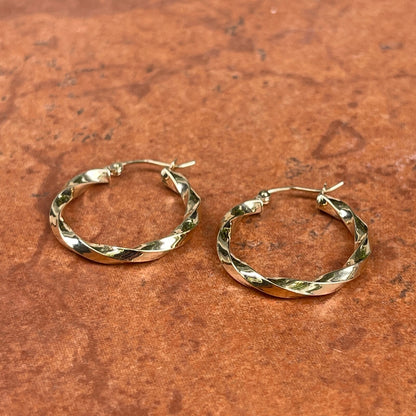 10KT Yellow Gold Twisted Tube Hoop Earrings 26mm