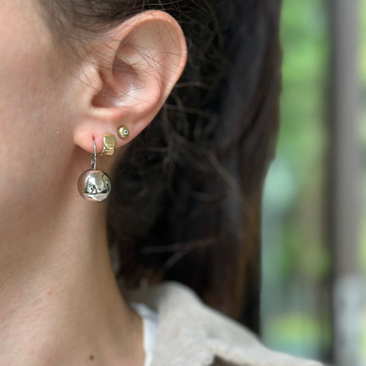 Sterling Silver 12.5mm Ball Lever Back Earrings