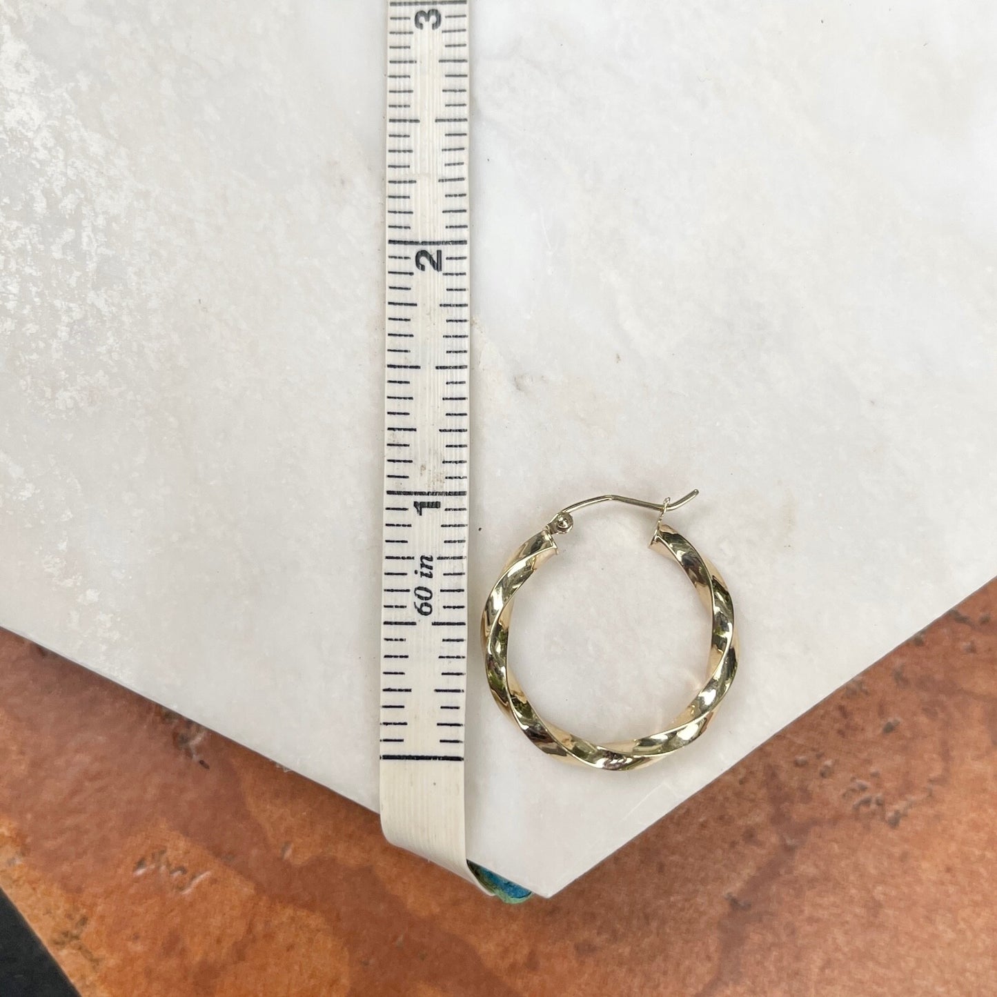 10KT Yellow Gold Twisted Tube Hoop Earrings 26mm