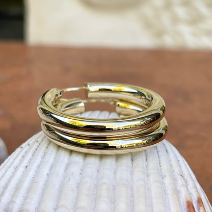 10KT Yellow Gold 4mm Tube Hoop Earrings 29mm